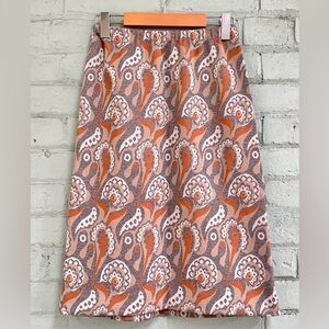 Vintage Beige Paisley Knit Pencil Skirt